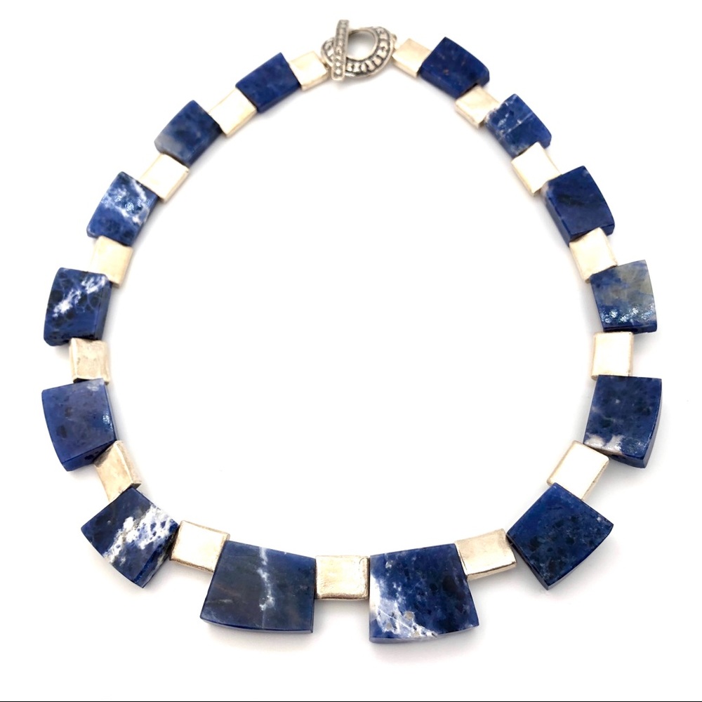 Handmade sodalite and fine silver necklace